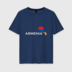 Футболка оверсайз женская Армения, цвет: тёмно-синий