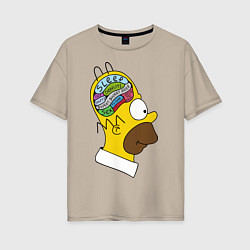 Женская футболка оверсайз Мозг Гомера