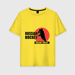 Женская футболка оверсайз Russian hockey