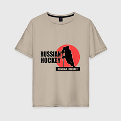 Женская футболка оверсайз Russian hockey