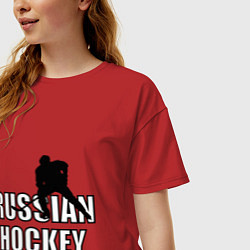Футболка оверсайз женская Russian hockey, цвет: красный — фото 2