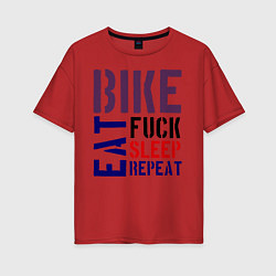 Женская футболка оверсайз Bike eat sleep repeat