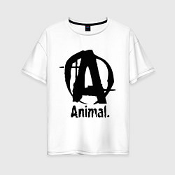 Футболка оверсайз женская Animal Logo, цвет: белый