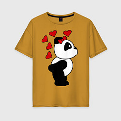 Женская футболка оверсайз Поцелуй панды: для нее