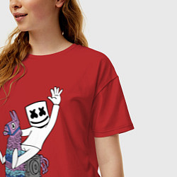 Футболка оверсайз женская Marshmello x Llama, цвет: красный — фото 2