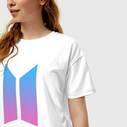 Футболка оверсайз женская BTS: Neon V, цвет: белый — фото 2
