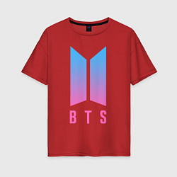 Футболка оверсайз женская BTS: Neon V, цвет: красный