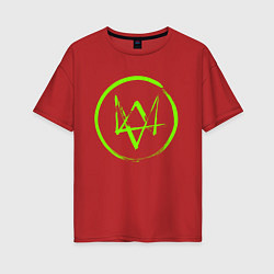 Футболка оверсайз женская Watch Dogs: Green Logo, цвет: красный