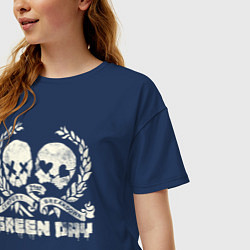 Футболка оверсайз женская Green Day: Skulls Love, цвет: тёмно-синий — фото 2