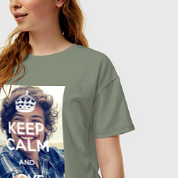 Футболка оверсайз женская Keep Calm & Love Harry Styles, цвет: авокадо — фото 2