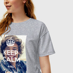 Футболка оверсайз женская Keep Calm & Love Harry Styles, цвет: меланж — фото 2