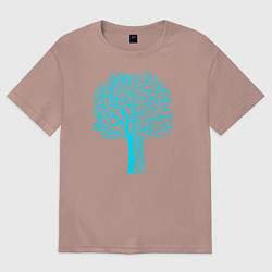 Женская футболка оверсайз Cyberpunk 2077: Blue Tree