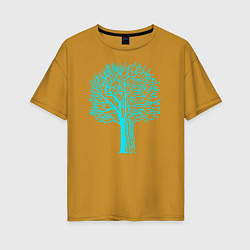 Женская футболка оверсайз Cyberpunk 2077: Blue Tree