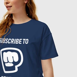 Футболка оверсайз женская Subscribe to PewDiePie, цвет: тёмно-синий — фото 2