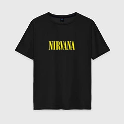 Футболка оверсайз женская Nirvana Нирвана Логотип, цвет: черный