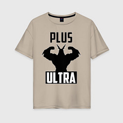 Футболка оверсайз женская PLUS ULTRA черный, цвет: миндальный