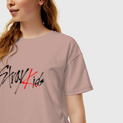 Футболка оверсайз женская STRAY KIDS BANGCHAN, цвет: пыльно-розовый — фото 2