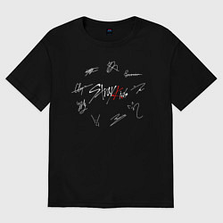 Футболка оверсайз женская STRAY KIDS АВТОГРАФЫ, цвет: черный