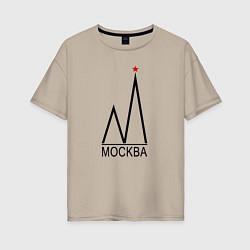 Женская футболка оверсайз Москва-чёрный логотип-2