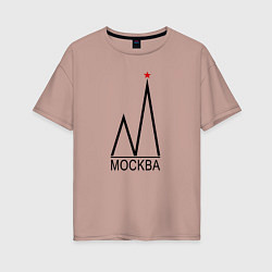 Женская футболка оверсайз Москва-чёрный логотип-2