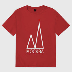 Футболка оверсайз женская Москва-белый логотип-2, цвет: красный