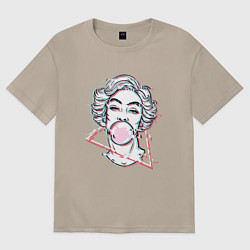 Женская футболка оверсайз Blowing bubble gum glitch