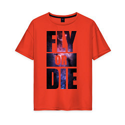 Футболка оверсайз женская Fly or Die: Space цвета рябиновый — фото 1