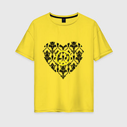 Футболка оверсайз женская Шерлок Сердце и Смайлик, цвет: желтый