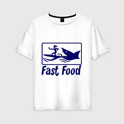 Женская футболка оверсайз Shark fast food