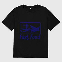 Футболка оверсайз женская Shark fast food, цвет: черный