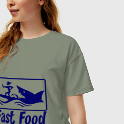 Футболка оверсайз женская Shark fast food, цвет: авокадо — фото 2