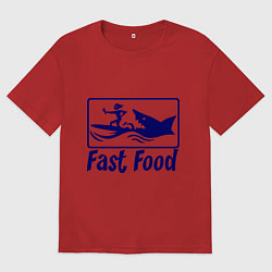 Футболка оверсайз женская Shark fast food, цвет: красный