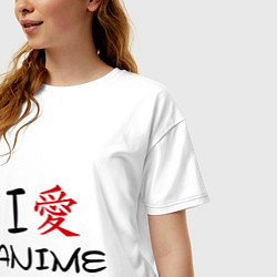 Футболка оверсайз женская I love anime, цвет: белый — фото 2
