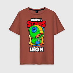 Женская футболка оверсайз BRAWL STARS LEON