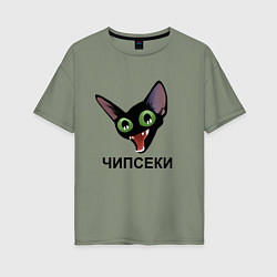 Женская футболка оверсайз Чипсеки: кот-мем