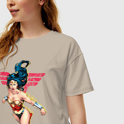 Футболка оверсайз женская Wonder Woman, цвет: миндальный — фото 2