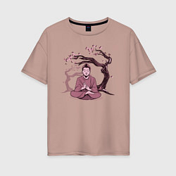 Женская футболка оверсайз Будда Сакура