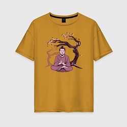 Женская футболка оверсайз Будда Сакура