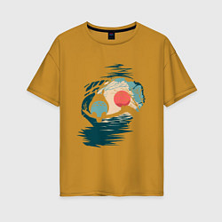 Футболка оверсайз женская Тоторо в лесу, цвет: горчичный