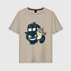 Женская футболка оверсайз Tardis Totoro