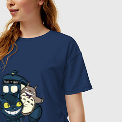 Футболка оверсайз женская Tardis Totoro, цвет: тёмно-синий — фото 2