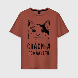 Женская футболка оверсайз Вежливый котик