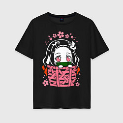 Футболка оверсайз женская Nezuko Kamado, цвет: черный