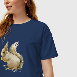 Футболка оверсайз женская Белка, цвет: тёмно-синий — фото 2