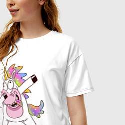 Футболка оверсайз женская Dabbing Unicorn, цвет: белый — фото 2