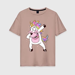 Женская футболка оверсайз Dabbing Unicorn