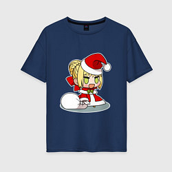 Футболка оверсайз женская Padoru Padoru мем, цвет: тёмно-синий