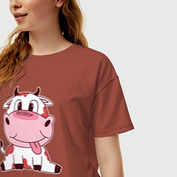 Футболка оверсайз женская Коровка, цвет: кирпичный — фото 2