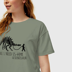 Футболка оверсайз женская All a need is dinosaur, цвет: авокадо — фото 2