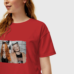 Футболка оверсайз женская Группа Кис-Кис, цвет: красный — фото 2